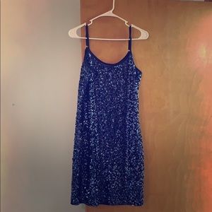 Verty blue sequin tank dress
